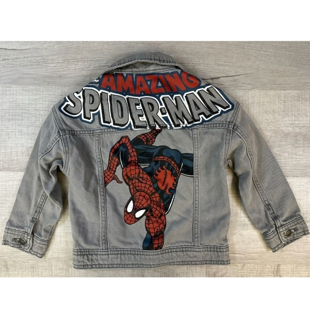 The Amazing Spiderman Gray Denim Toddler Jacket- 2T